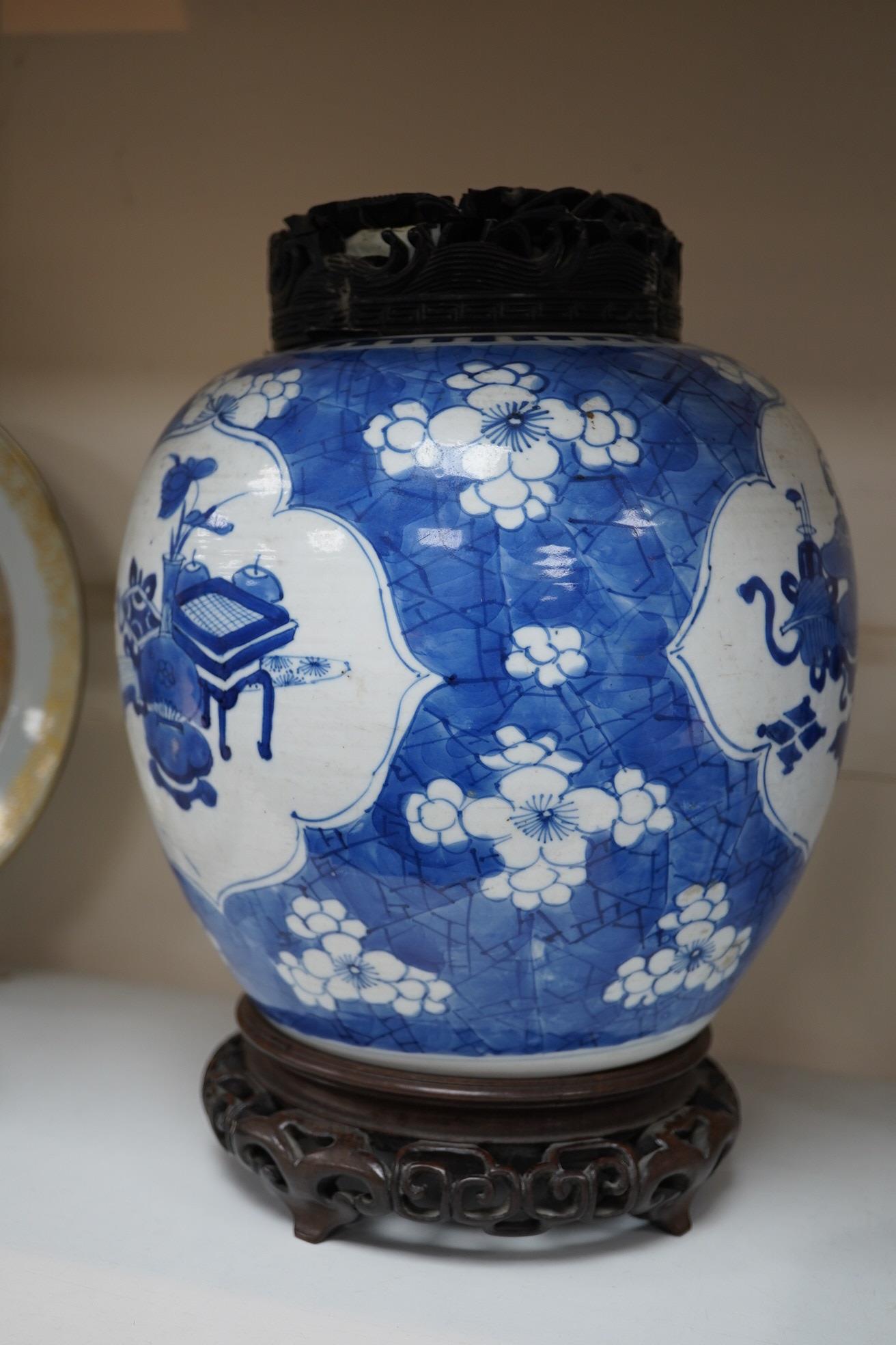 A Chinese blue and white ovoid jar, Kangxi period (1662-1722)